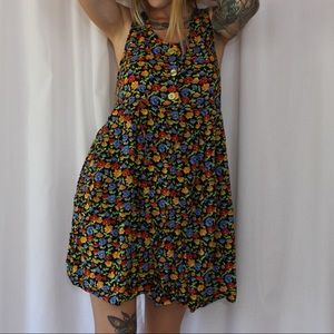 Vintage 80's Colorful Floral Sun Dress